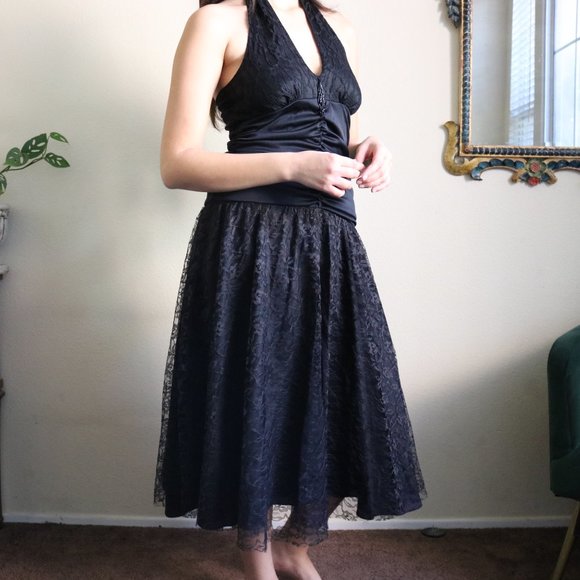 Vintage 80s Goth Prom Dress - Picture 3 of 6